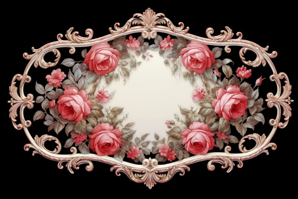 Vintage frame red roses accessories porcelain accessory.