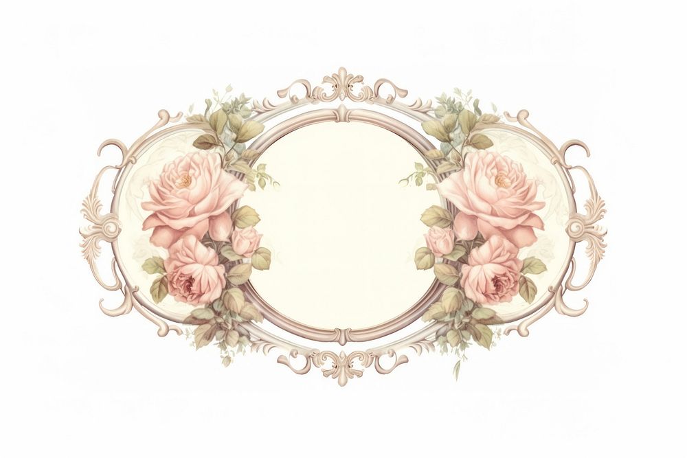 Vintage frame white roses oval accessories accessory.
