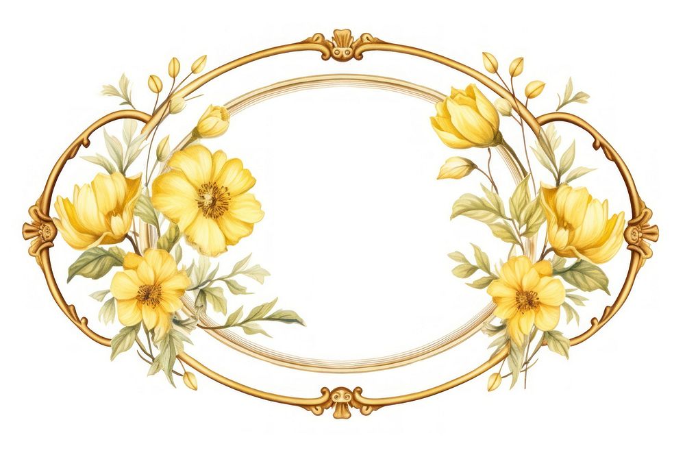 Vintage frame yellow roses oval accessories chandelier.
