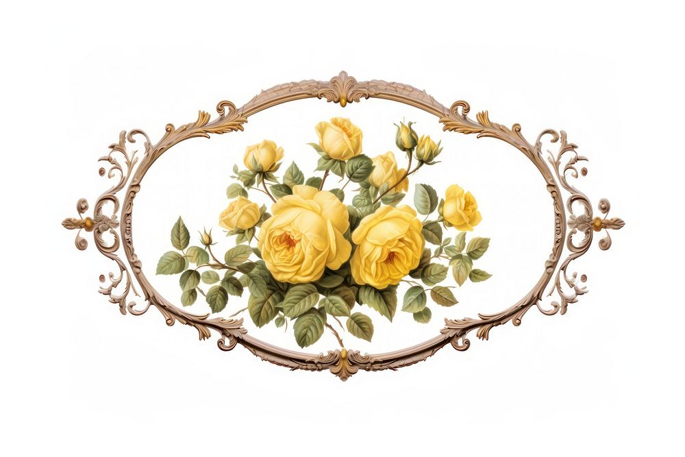 Vintage frame yellow roses accessories chandelier accessory.