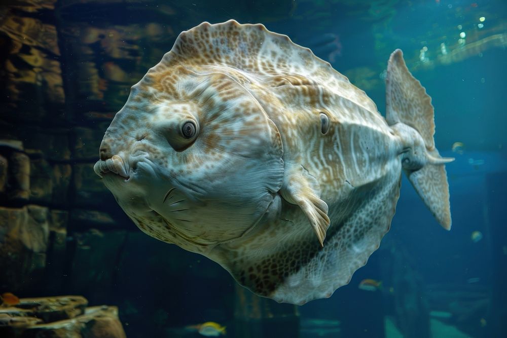 Mola Mola sunfish aquarium aquatic animal.