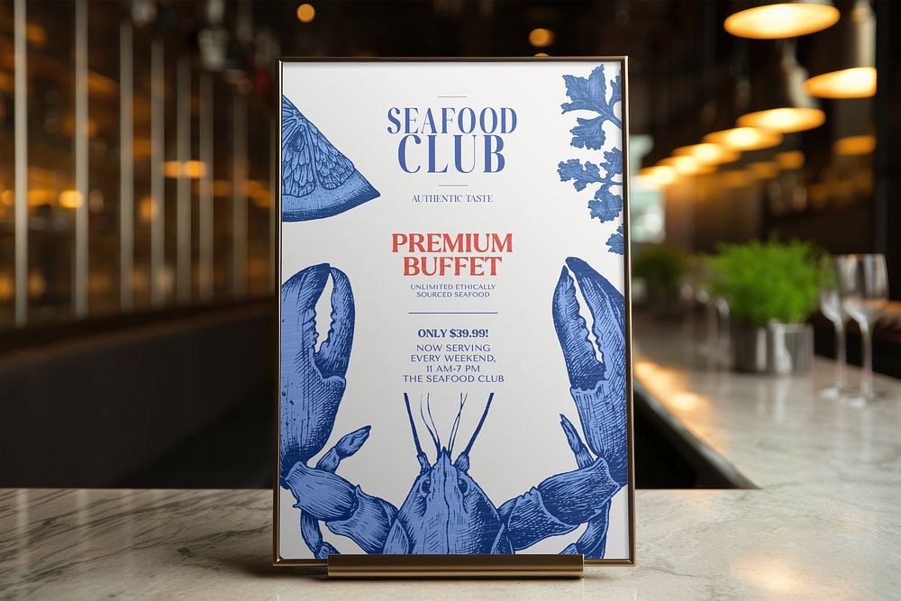 Seafood restaurant sign