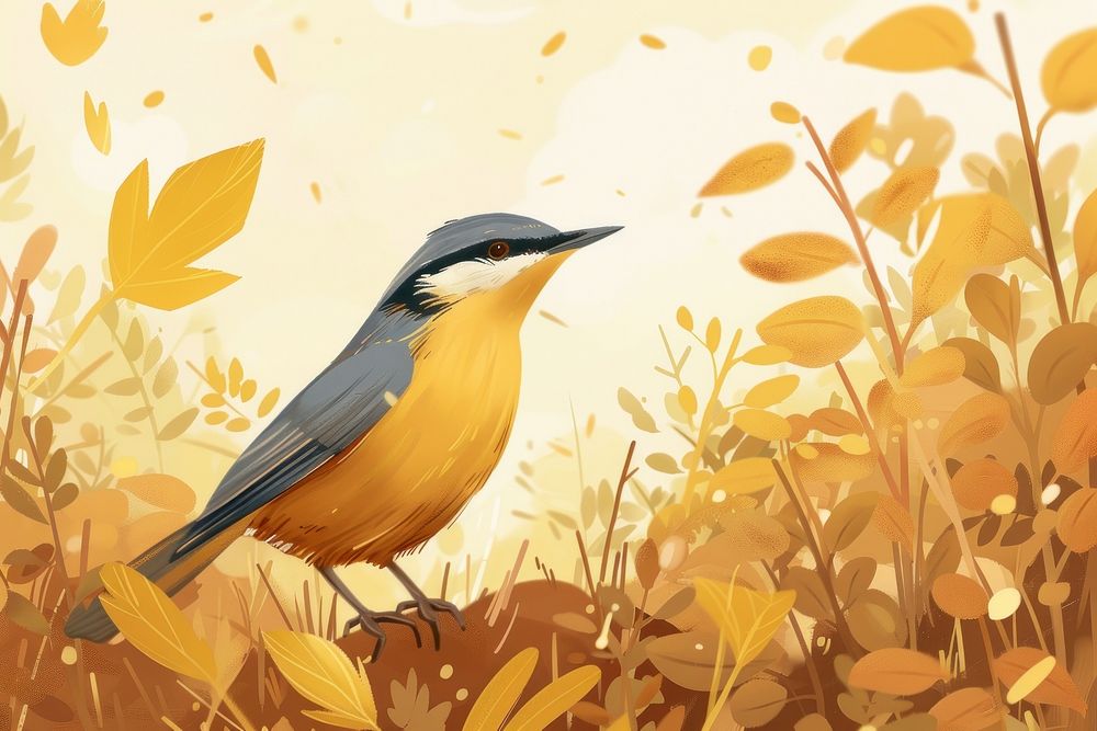 Nuthatch bird painting outdoors animal.