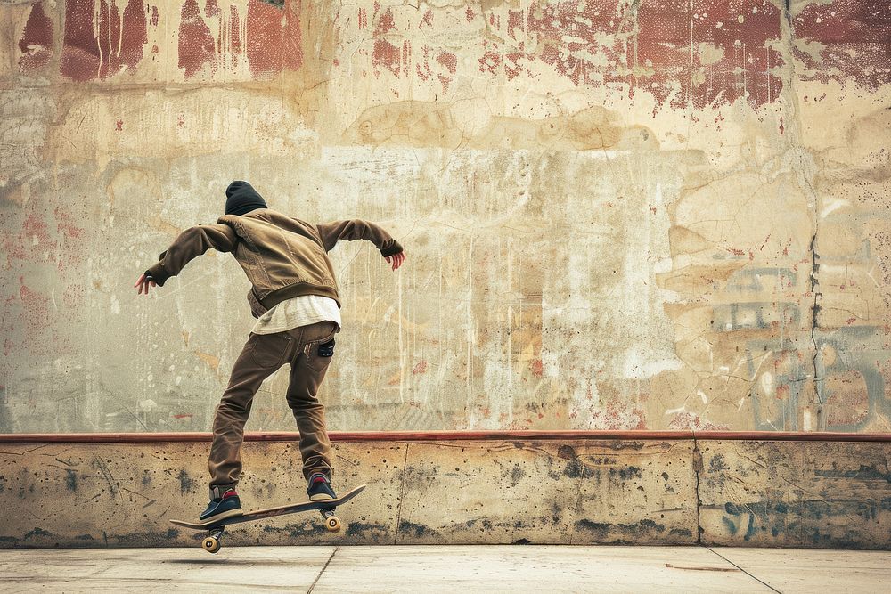 Man playing skateboard clothing footwear apparel.