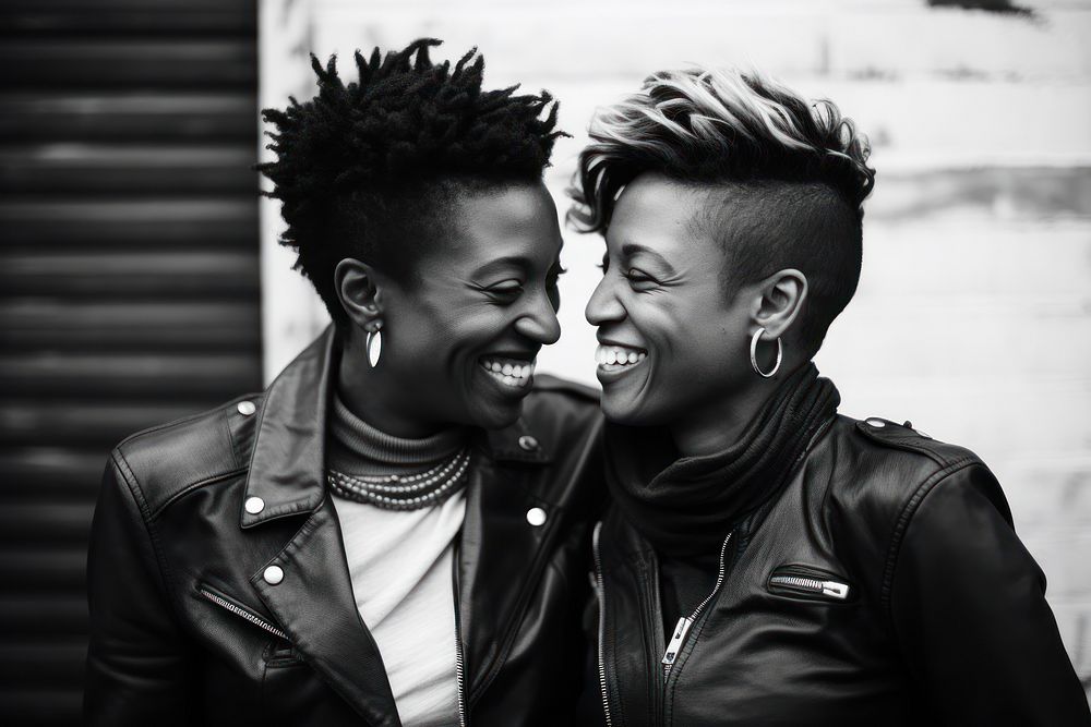 Black lesbian couple with big smile photography accessories accessory.