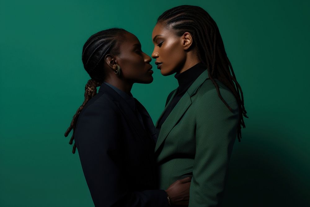 Black lesbian couple photography portrait romantic.