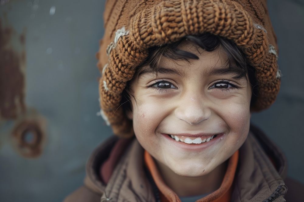 Smile Refugee boy concept head dimples person.
