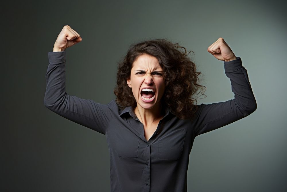 Woman face shouting person.
