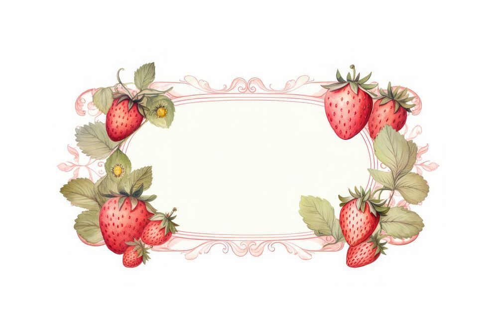 Vintage frame strawberry produce fruit plant.