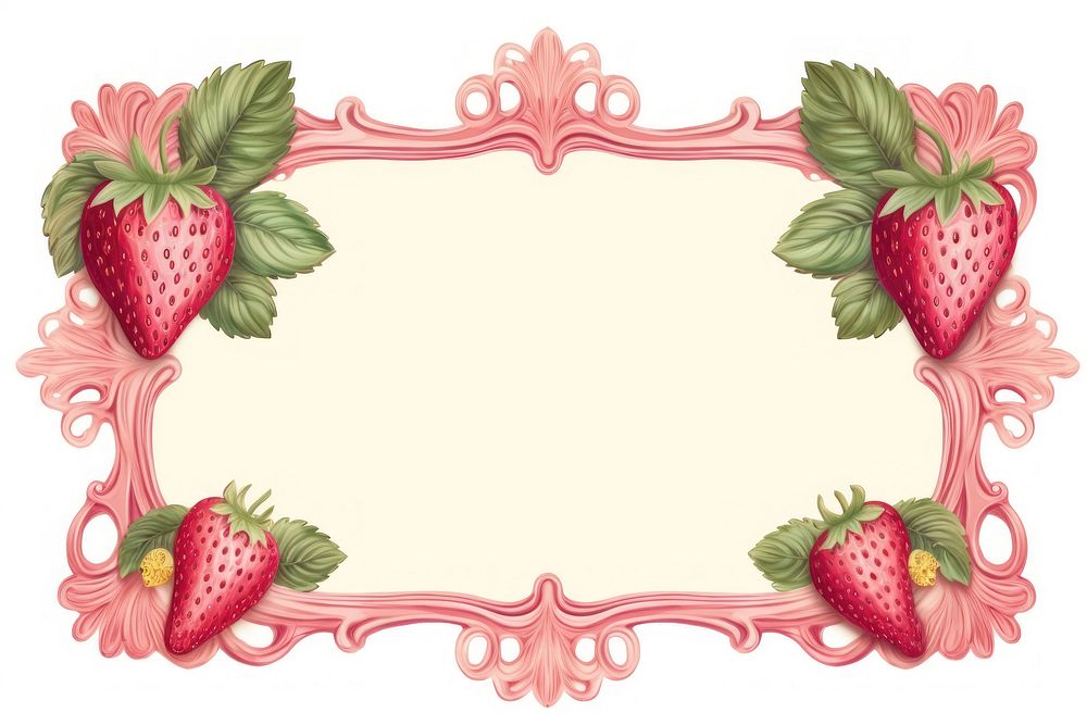 Vintage frame strawberry produce dessert fruit.