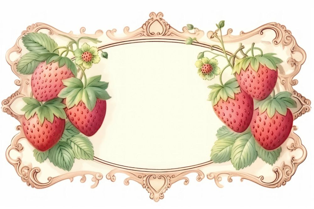 Vintage frame strawberry furniture produce fruit.