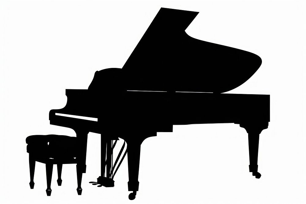 Vertical piano silhouette keyboard musical instrument.