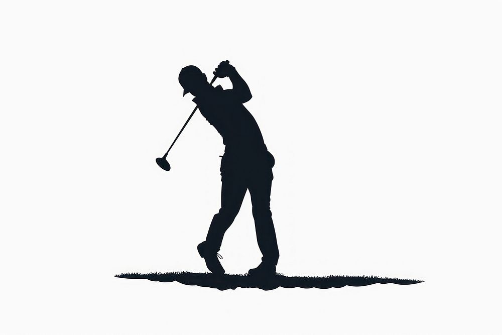Golfer silhouette golf clothing footwear.