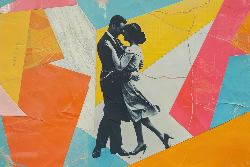 Retro collage couple love dancing | Free Photo Illustration - rawpixel