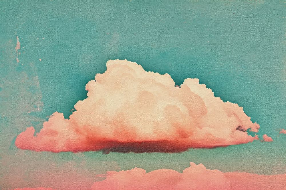 Retro collage of cloud border art outdoors painting.
