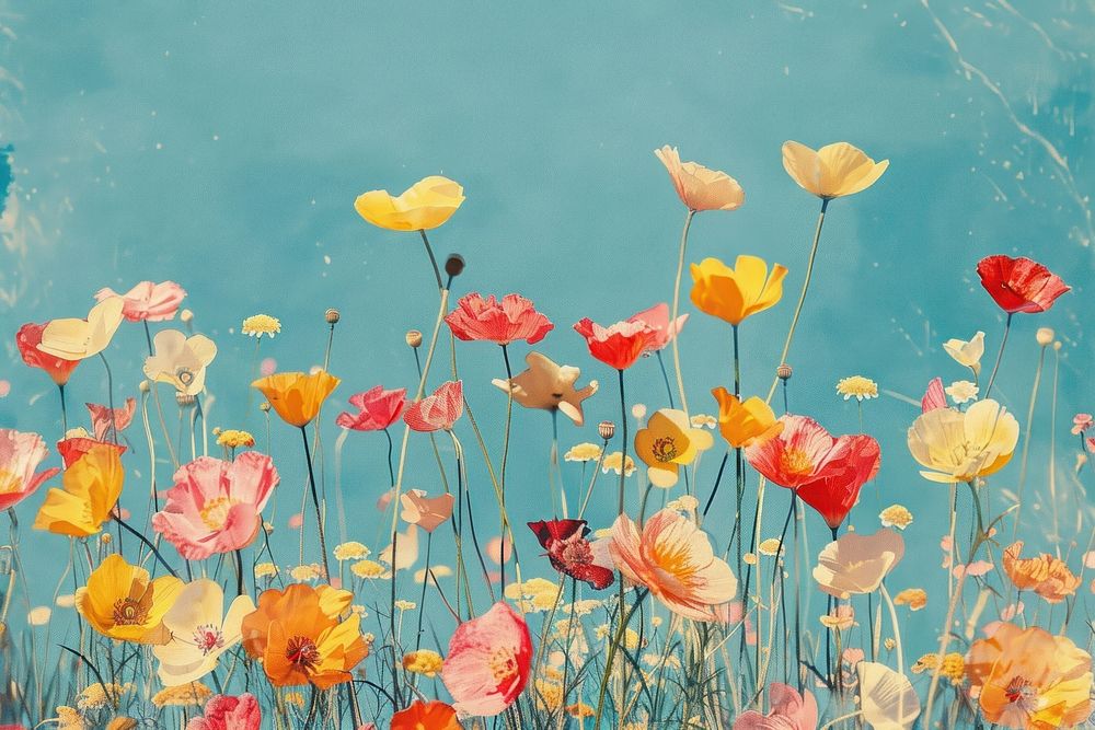 Retro collage flower meadow asteraceae | Free Photo Illustration - rawpixel