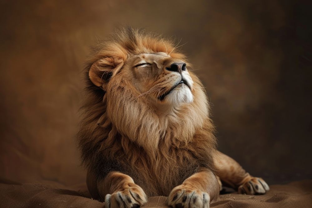 Happy Lion posing lion wildlife animal.