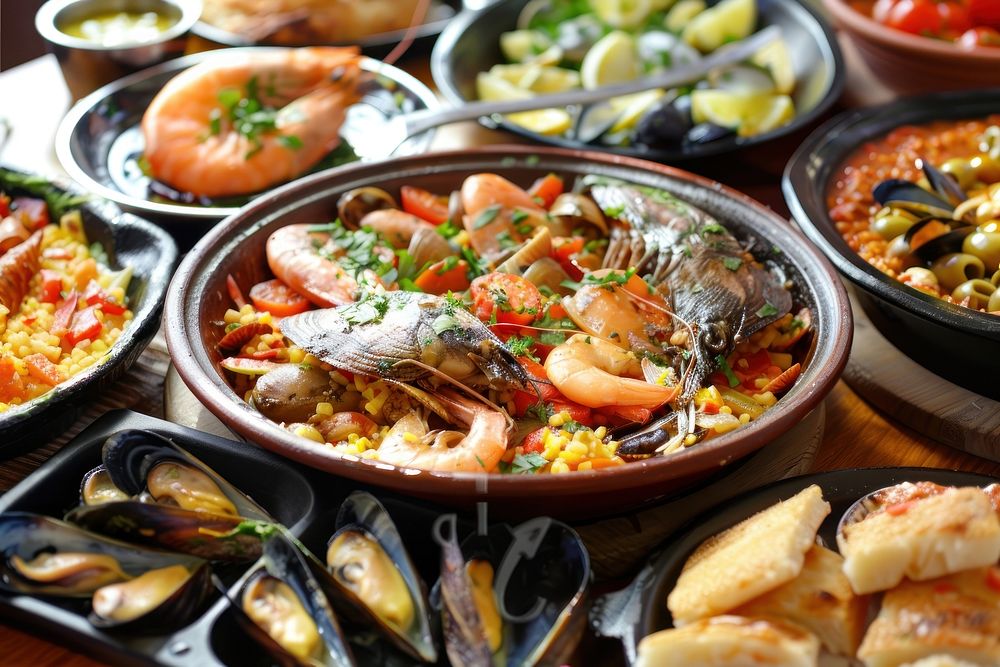 Spainish food produce brunch plate.