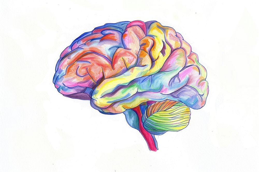 Book illustration of brain drawing illustrated sketch.
