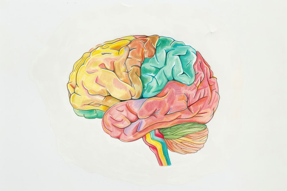 Book illustration of brain drawing paper illustrated.