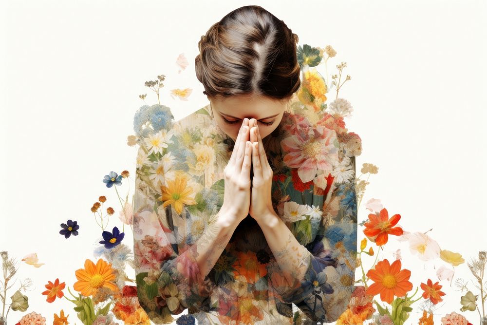 Flower Collage person praying photography clothing portrait.