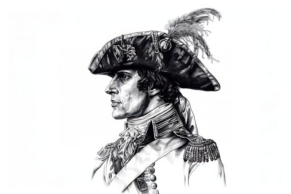 Ink drawing napoleon illustrated person sketch.