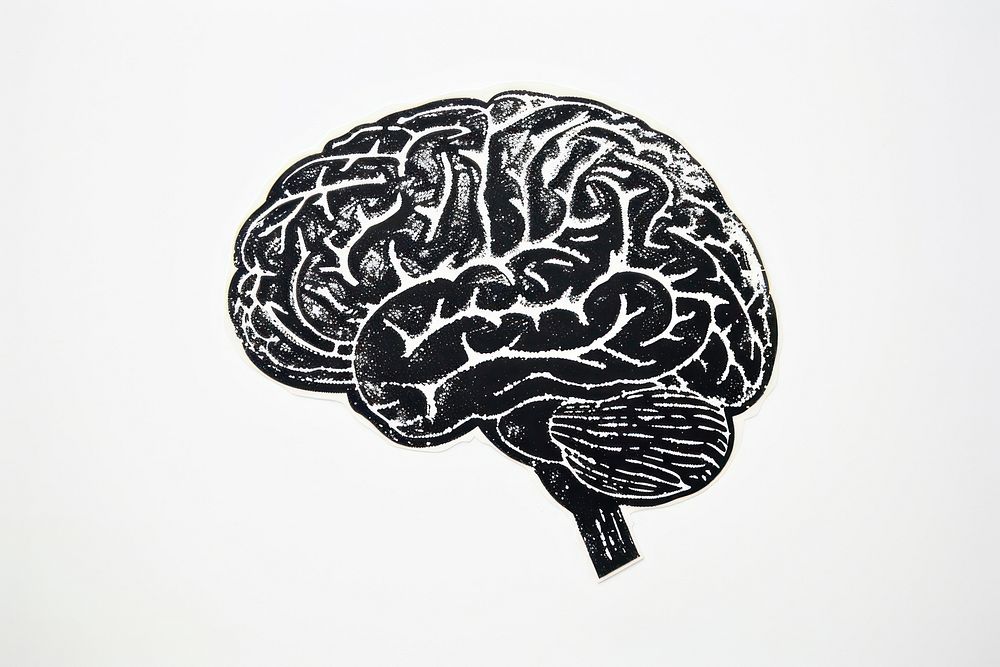 Brain shaped rubber stamp illustrated outdoors drawing.
