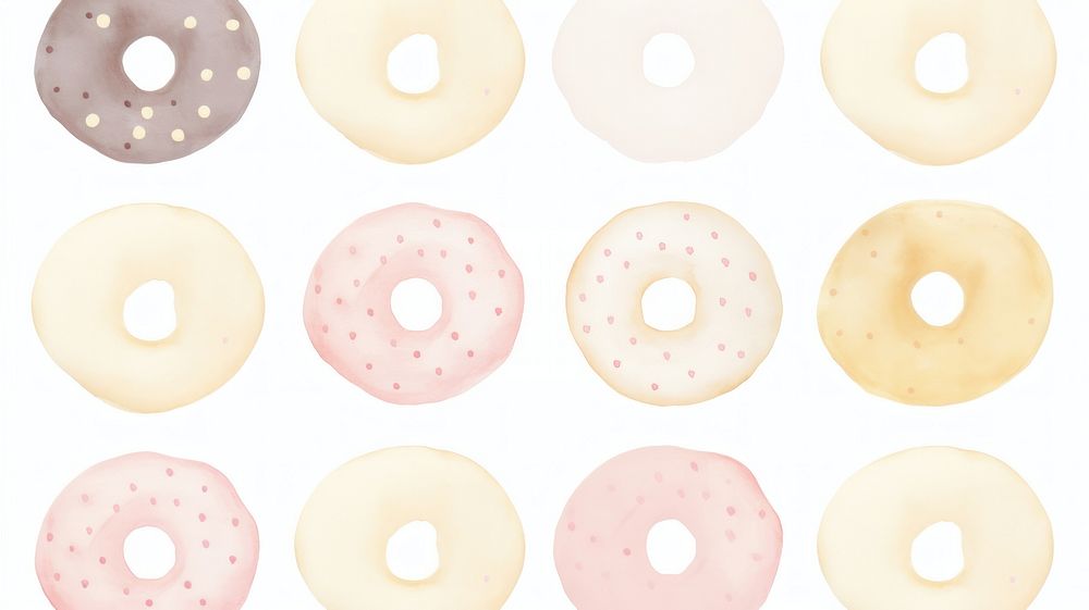 Donuts as divider watercolor confectionery produce sweets.