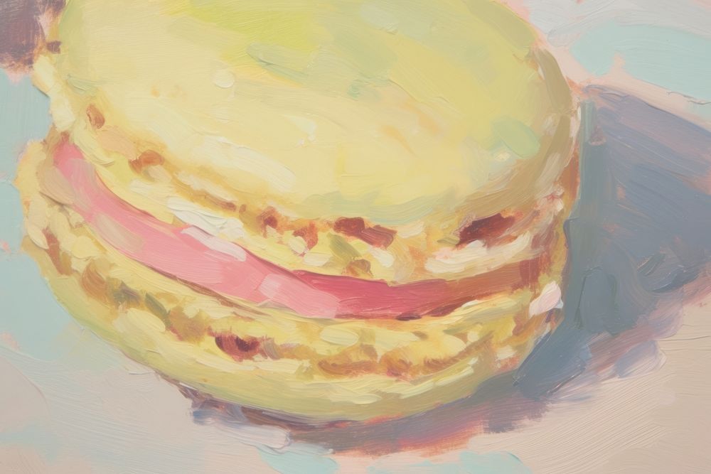 Oil painting illustration of a macaron confectionery sweets bread.