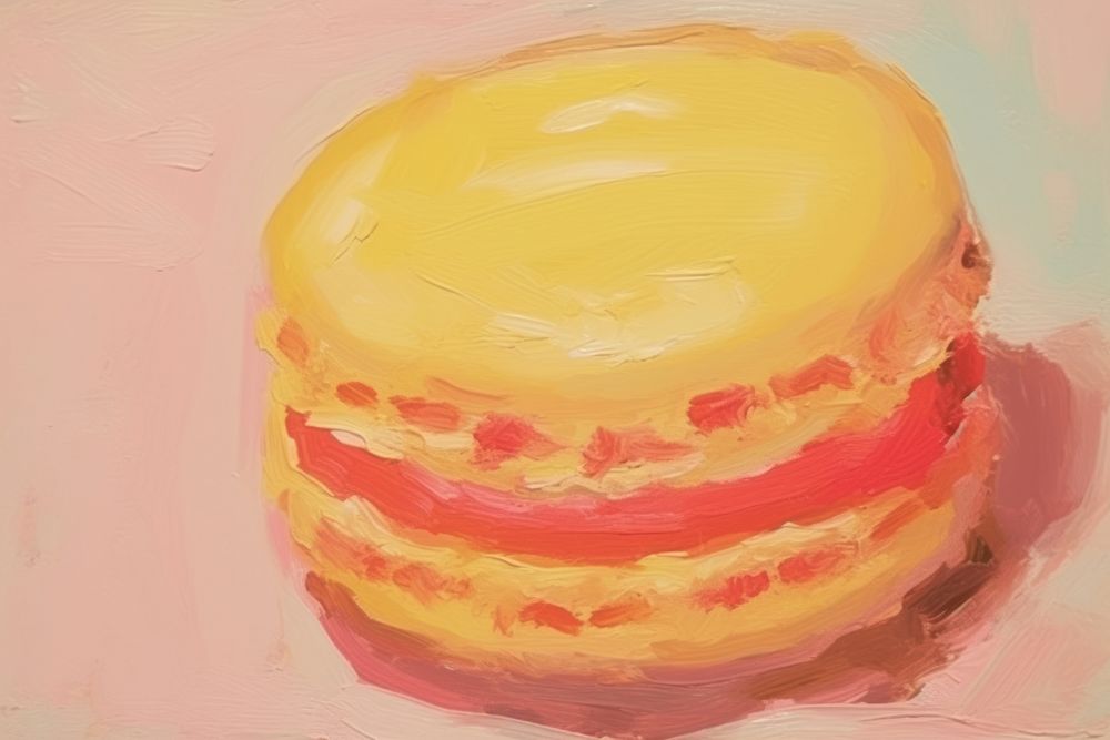 Oil painting illustration of a macaron confectionery dessert sweets.