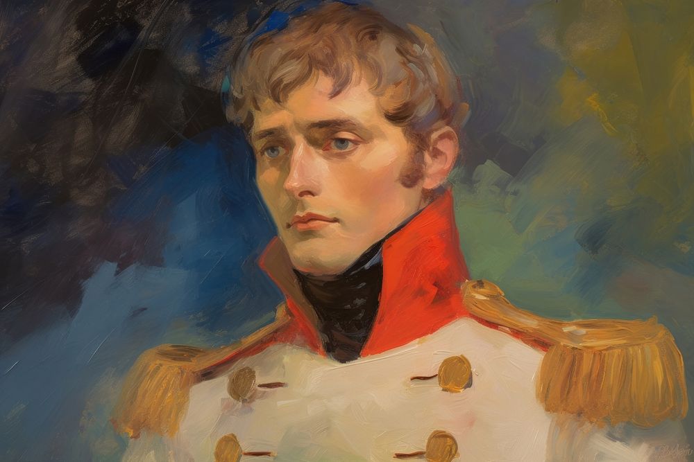 Oil painting illustration of a napoleon photography portrait military.