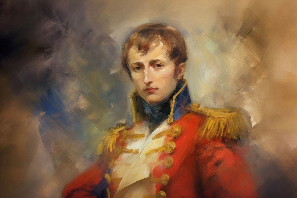 Oil painting illustration of a napoleon photography portrait wedding.