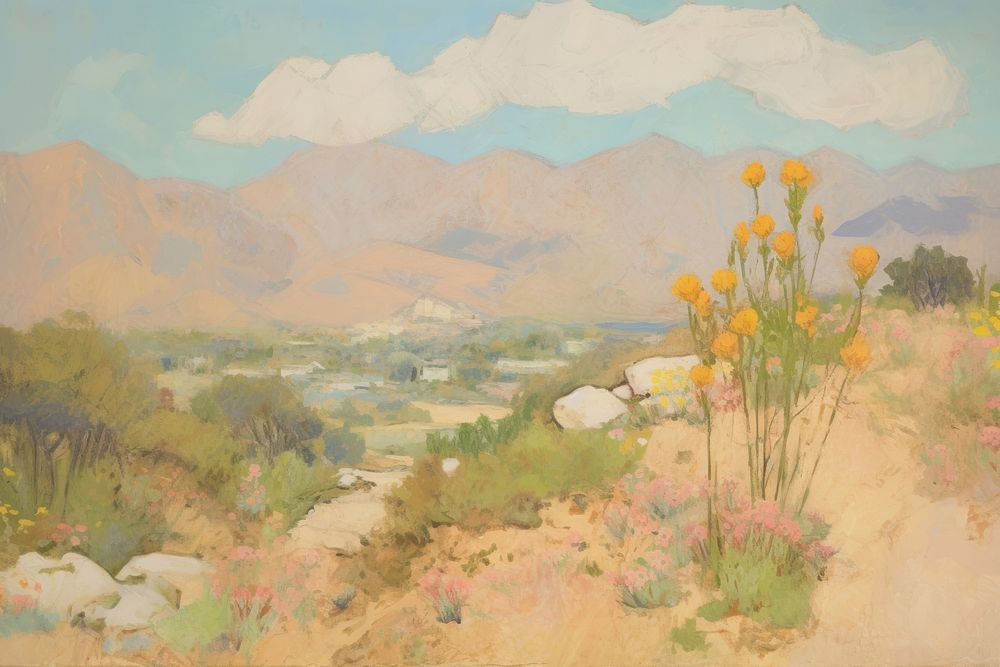 Oil painting illustration of a california outdoors art.