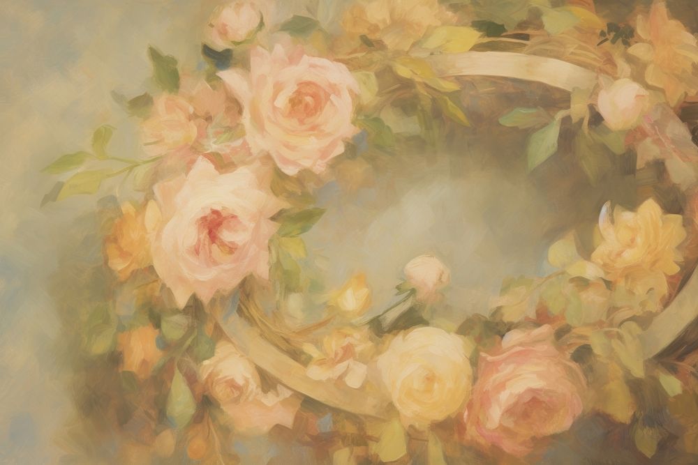 Oil painting illustration of a flower wreath graphics pattern blossom.