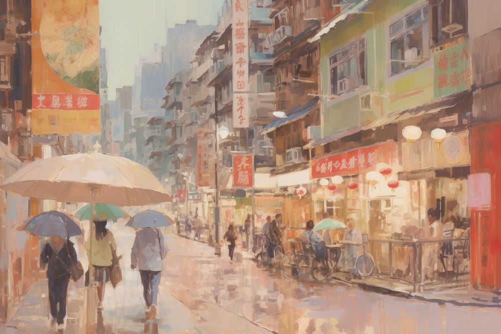 Oil painting illustration of a hong kong transportation accessories basketball.