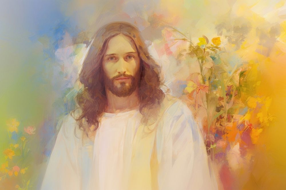 Oil painting illustration of a jesus photography portrait person.
