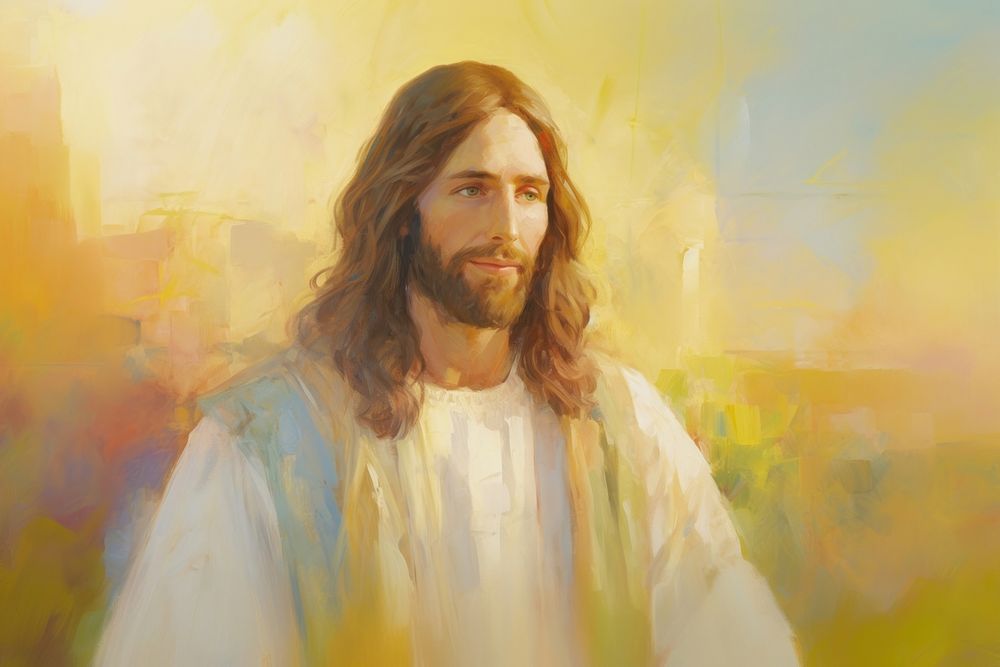 Oil painting illustration of a jesus photography portrait person.