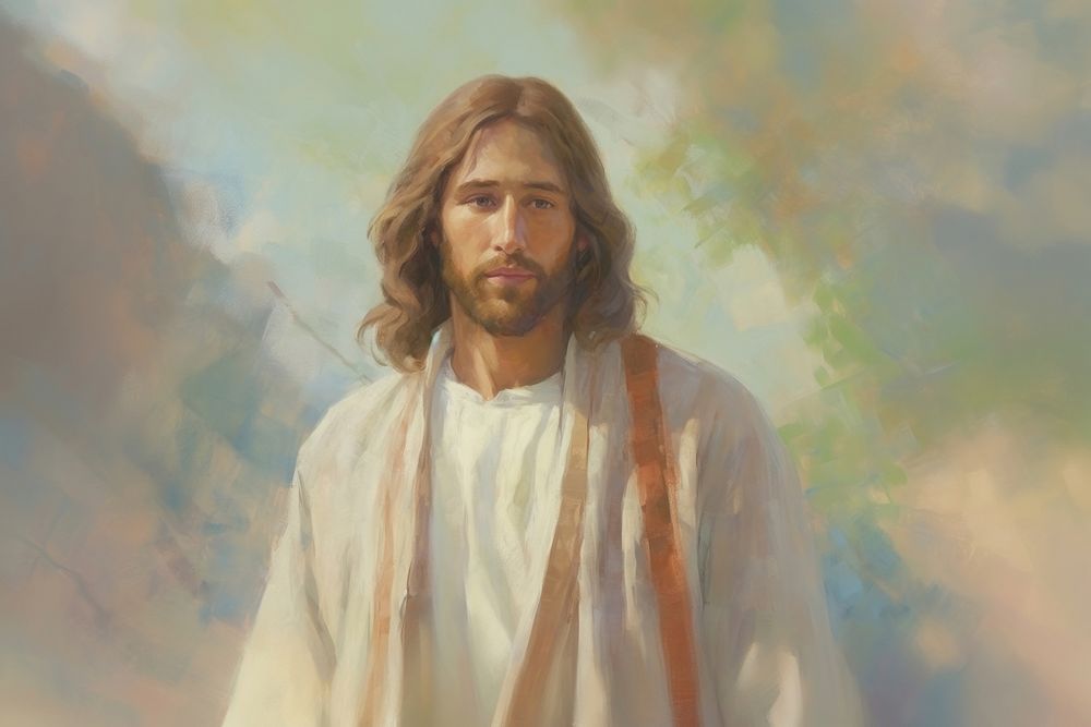 Oil painting illustration of a jesus photography portrait fashion.