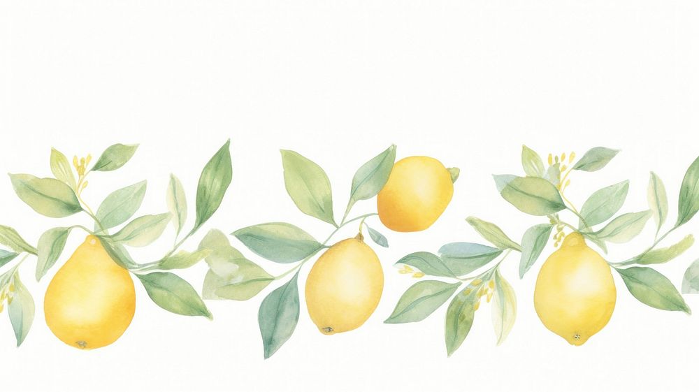 Lemons as divider watercolor grapefruit produce plant.