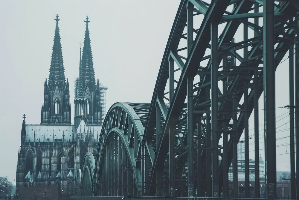 Cologne Cathedral and Hohenzollern Bridge cathedral bridge architecture.