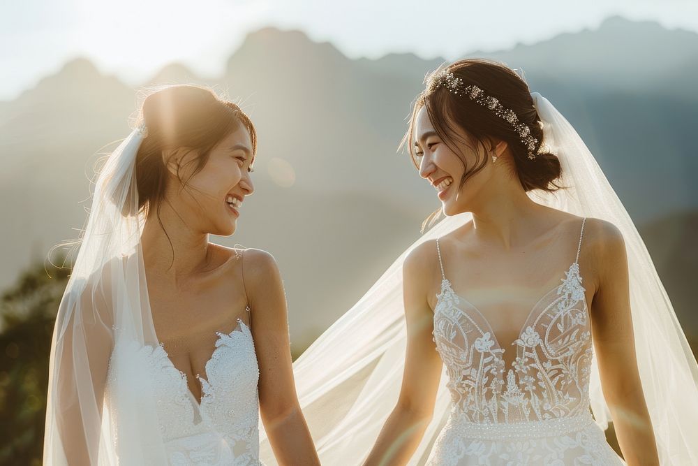 Southeast Asian brides wedding dress bridegroom.
