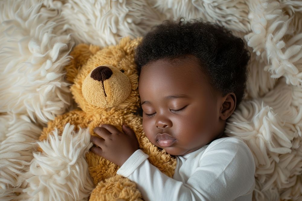 Baby sleeping photo photography teddy bear.