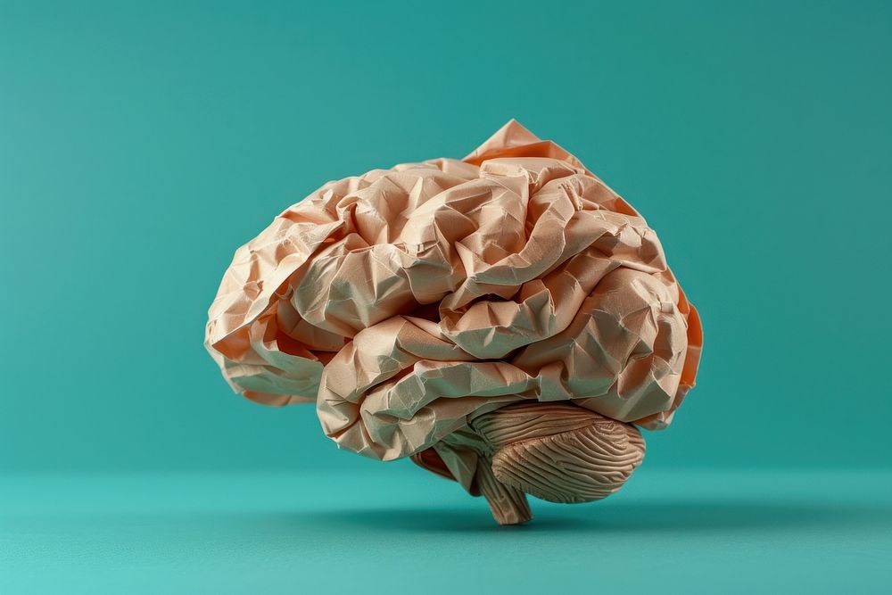 Brain in style of crumpled paper invertebrate seashell.
