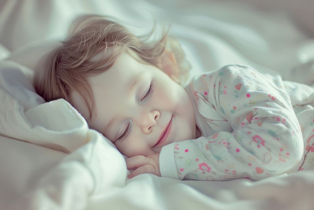 Baby sleeping in bed photo photography portrait.