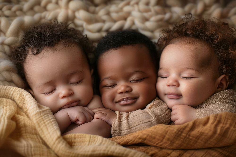Diverse Babies sleeping together photo happy photography.
