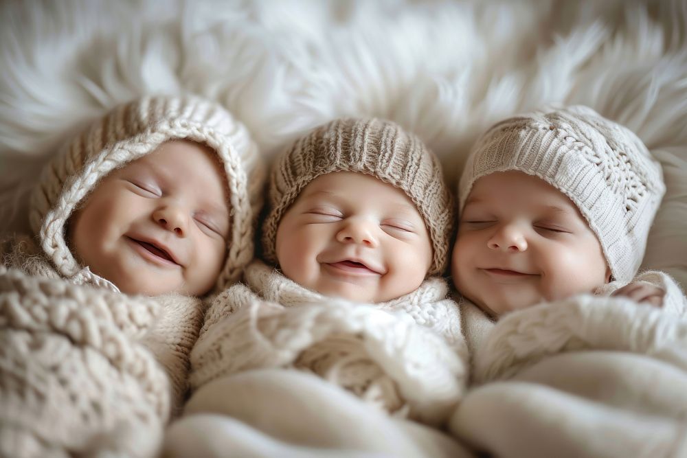 Diverse Babies sleeping together happy newborn person.