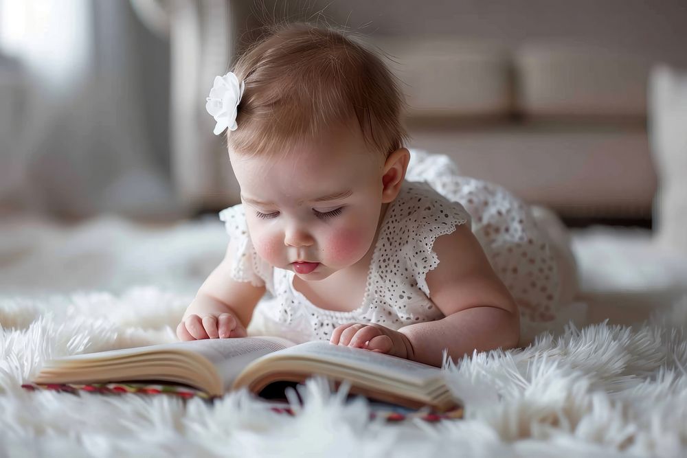 Reading book for baby photo photography portrait.