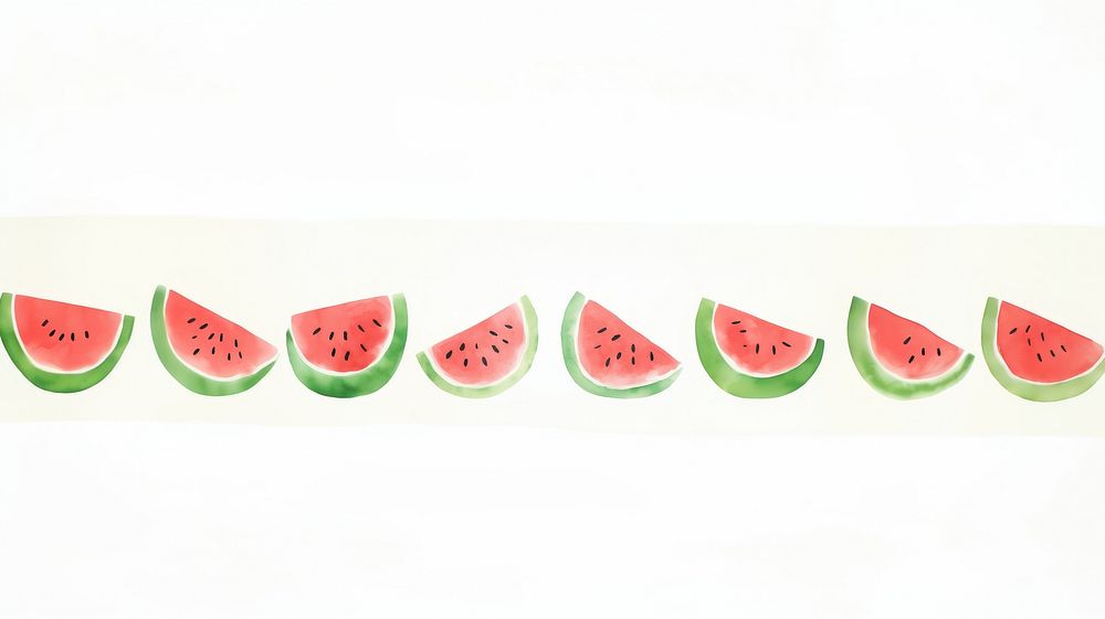 Watermelons as divider watercolor produce fruit plant.
