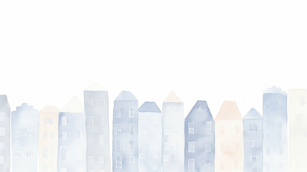 City buildings as divider watercolor urban architecture neighborhood.
