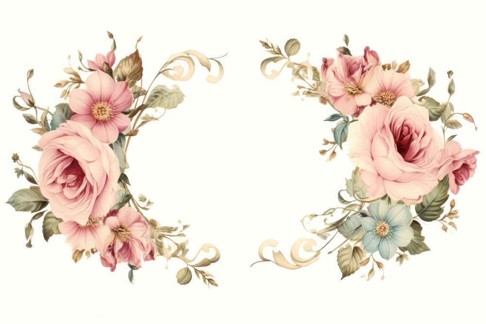 Vintage frame of flower wreath graphics painting pattern.